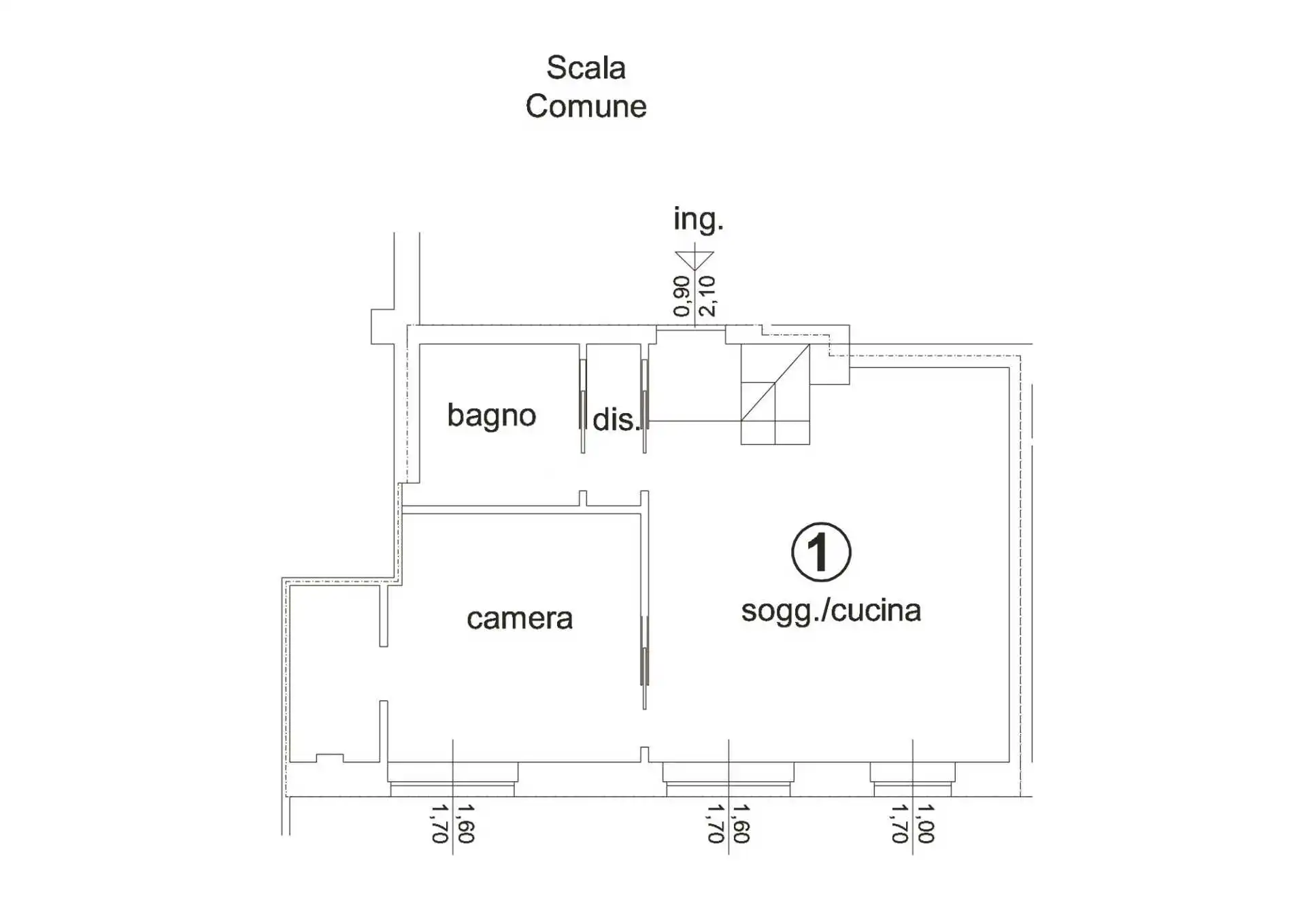 metri quadri ambienti Caruso - 1 senza mq