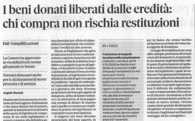Donazione immobili: la nuova legge che tutela gli acquirenti e sblocca la circolazione dei beni donazione-immobili